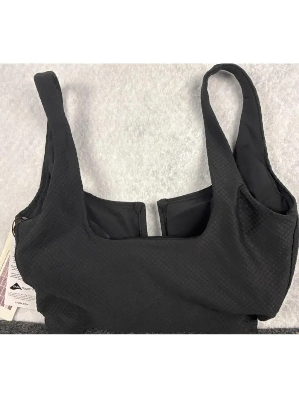 Calia‎ Womens XS Pure Black U Bar Longline Textured Bikini Top NWT